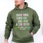 Overcome Through Courage And Strength - Metastatic Breast Cancer Unisex Crewneck T-Shirt Sweatshirt Hoodie