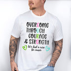 Overcome Through Courage And Strength - Metastatic Breast Cancer Unisex Crewneck T-Shirt Sweatshirt Hoodie
