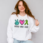Peace Love Cure - Metastatic Breast Cancer Unisex Crewneck T-Shirt Sweatshirt Hoodie