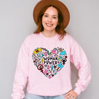 Woman Power Doodles Heart - Feminism Theme Unisex Crewneck T-Shirt Sweatshirt Hoodie