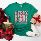 Merry Merry Christmas Pink Design - Christmas Unisex Crewneck T-Shirt Sweatshirt Hoodie