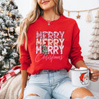 Merry Merry Christmas Pink Design - Christmas Unisex Crewneck T-Shirt Sweatshirt Hoodie