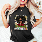 Merry Christmas Afro Girl - Christmas Unisex Crewneck T-Shirt Sweatshirt Hoodie