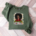 Merry Christmas Afro Girl - Christmas Unisex Crewneck T-Shirt Sweatshirt Hoodie