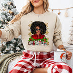 Merry Christmas Afro Girl - Christmas Unisex Crewneck T-Shirt Sweatshirt Hoodie