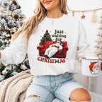 Just Waiting For Christmas Couch - Christmas Unisex Crewneck T-Shirt Sweatshirt Hoodie