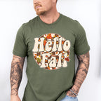 Hello Fall Circular Checkered Design - Fall Unisex Crewneck T-Shirt Sweatshirt Hoodie