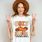 Cozy Season Pumpkin And Flowers - Fall Unisex Crewneck T-Shirt Sweatshirt Hoodie