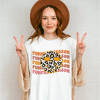 Pumpkin Season Leopard Print Smiley - Fall Unisex Crewneck T-Shirt Sweatshirt Hoodie