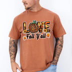 Love Fall Y'all Leopard Pumpkin - Fall Unisex Crewneck T-Shirt Sweatshirt Hoodie