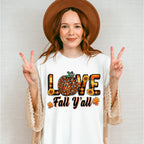 Love Fall Y'all Leopard Pumpkin - Fall Unisex Crewneck T-Shirt Sweatshirt Hoodie