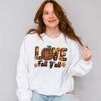 Love Fall Y'all Leopard Pumpkin - Fall Unisex Crewneck T-Shirt Sweatshirt Hoodie