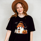Halloween Ghost Wearing Beanie - Halloween Unisex Crewneck T-Shirt Sweatshirt Hoodie