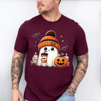 Halloween Ghost Wearing Beanie - Halloween Unisex Crewneck T-Shirt Sweatshirt Hoodie