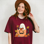 Ghost Reading Book In Mug - Halloween Unisex Crewneck T-Shirt Sweatshirt Hoodie