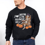 Waiting For Halloween Like Skeleton - Halloween Unisex Crewneck T-Shirt Sweatshirt Hoodie