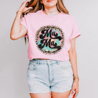 Mama Leopard Print Circular Design - Mom Unisex Crewneck T-Shirt Sweatshirt Hoodie