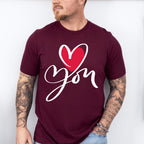 Love You Cursive Design - Valentine's Day Unisex Crewneck T-Shirt Sweatshirt Hoodie