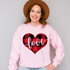 Plaid Heart Love Cursive Design - Valentine's Day Unisex Crewneck T-Shirt Sweatshirt Hoodie