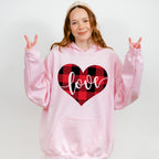 Plaid Heart Love Cursive Design - Valentine's Day Unisex Crewneck T-Shirt Sweatshirt Hoodie