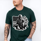 Soldier With Flag Dark Design - Military Unisex Crewneck T-Shirt Sweatshirt Hoodie