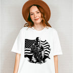 Soldier With Flag Dark Design - Military Unisex Crewneck T-Shirt Sweatshirt Hoodie