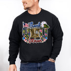 Thank You Veteran Fireworks Design - Military Unisex Crewneck T-Shirt Sweatshirt Hoodie