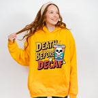 Death Before Decaf Skull Design - Coffee Unisex Crewneck T-Shirt Sweatshirt Hoodie