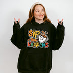 Sip Happens Colorful Design - Coffee Unisex Crewneck T-Shirt Sweatshirt Hoodie
