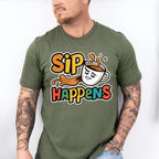 Sip Happens Colorful Design - Coffee Unisex Crewneck T-Shirt Sweatshirt Hoodie