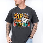 Sip Happens Colorful Design - Coffee Unisex Crewneck T-Shirt Sweatshirt Hoodie