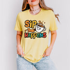 Sip Happens Colorful Design - Coffee Unisex Crewneck T-Shirt Sweatshirt Hoodie