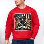 First In Last Out - Firefighter Unisex Crewneck T-Shirt Sweatshirt Hoodie
