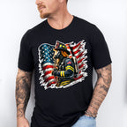USA Flag Firefighter - Firefighter Unisex Crewneck T-Shirt Sweatshirt Hoodie