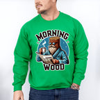 Morning Wood Blue Design - Funny Unisex Crewneck T-Shirt Sweatshirt Hoodie