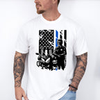 Police USA Flag Bike Design - Police Unisex Crewneck T-Shirt Sweatshirt Hoodie