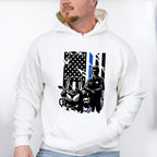 Police USA Flag Bike Design - Police Unisex Crewneck T-Shirt Sweatshirt Hoodie