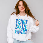 Peace Love Light Candlestick - Hanukkah Unisex Crewneck T-Shirt Sweatshirt Hoodie
