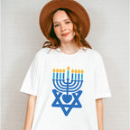 Candles Star Heart - Hanukkah Unisex Crewneck T-Shirt Sweatshirt Hoodie