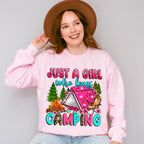 Just a Girl Who Loves Camping Design - Camping Unisex Crewneck T-Shirt Sweatshirt Hoodie