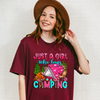 Just a Girl Who Loves Camping Design - Camping Unisex Crewneck T-Shirt Sweatshirt Hoodie