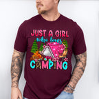 Just a Girl Who Loves Camping Design - Camping Unisex Crewneck T-Shirt Sweatshirt Hoodie