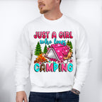 Just a Girl Who Loves Camping Design - Camping Unisex Crewneck T-Shirt Sweatshirt Hoodie