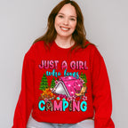 Just a Girl Who Loves Camping Design - Camping Unisex Crewneck T-Shirt Sweatshirt Hoodie