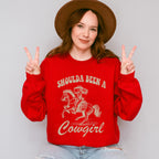 Shoulda Been A Cowgirl Riding Design - Cowgirl Unisex Crewneck T-Shirt Sweatshirt Hoodie