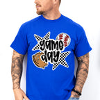 Game Day Checkered Stars Design - Baseball Unisex Crewneck T-Shirt Sweatshirt Hoodie