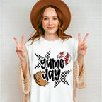 Game Day Checkered Stars Design - Baseball Unisex Crewneck T-Shirt Sweatshirt Hoodie