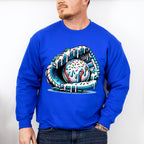 Baseball Glove Blue Design - Baseball Unisex Crewneck T-Shirt Sweatshirt Hoodie