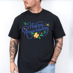 Happy Anniversary Flower Blue Design - Anniversary Unisex Crewneck T-Shirt Sweatshirt Hoodie