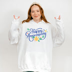 Happy Anniversary Flower Blue Design - Anniversary Unisex Crewneck T-Shirt Sweatshirt Hoodie